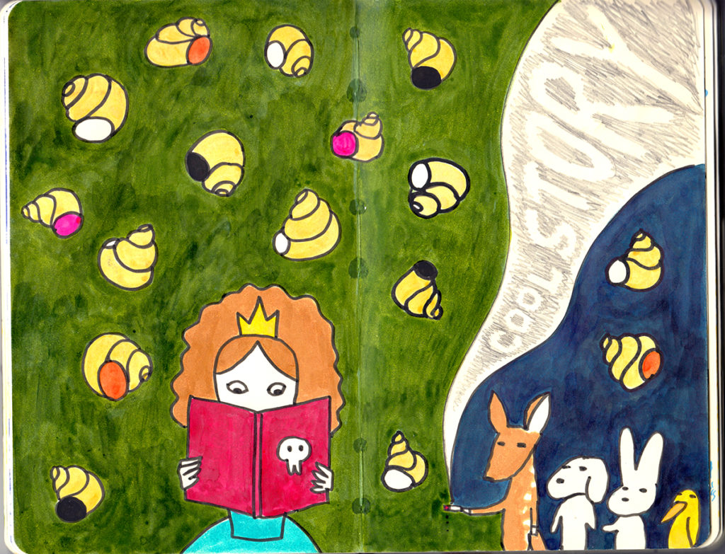 物語を読むお姫様のイラスト