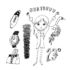寝起きの女の子と靴や時計のイラスト