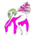 クリームをかたつむりのように背負った女性のイラスト