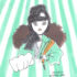 MIUMIUの服を着てジョジョのポースをとる女子のイラスト